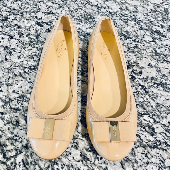 kate spade Shoes Kate Spade Brinkley Nude Patent Leather Flats Poshmark